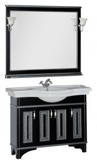 Зеркало Aquanet Валенса 180296 110 см чёрный краколет/серебро